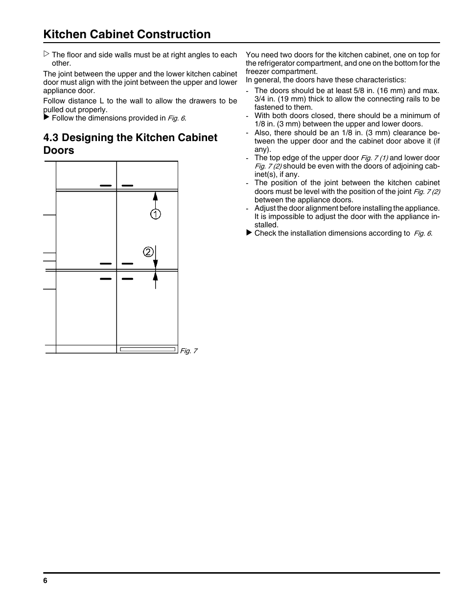 3designing the kitchen cabinet doors, Kitchen cabinet construction, 3 designing the kitchen cabinet doors | Liebherr HC1001 User Manual | Page 6 / 14