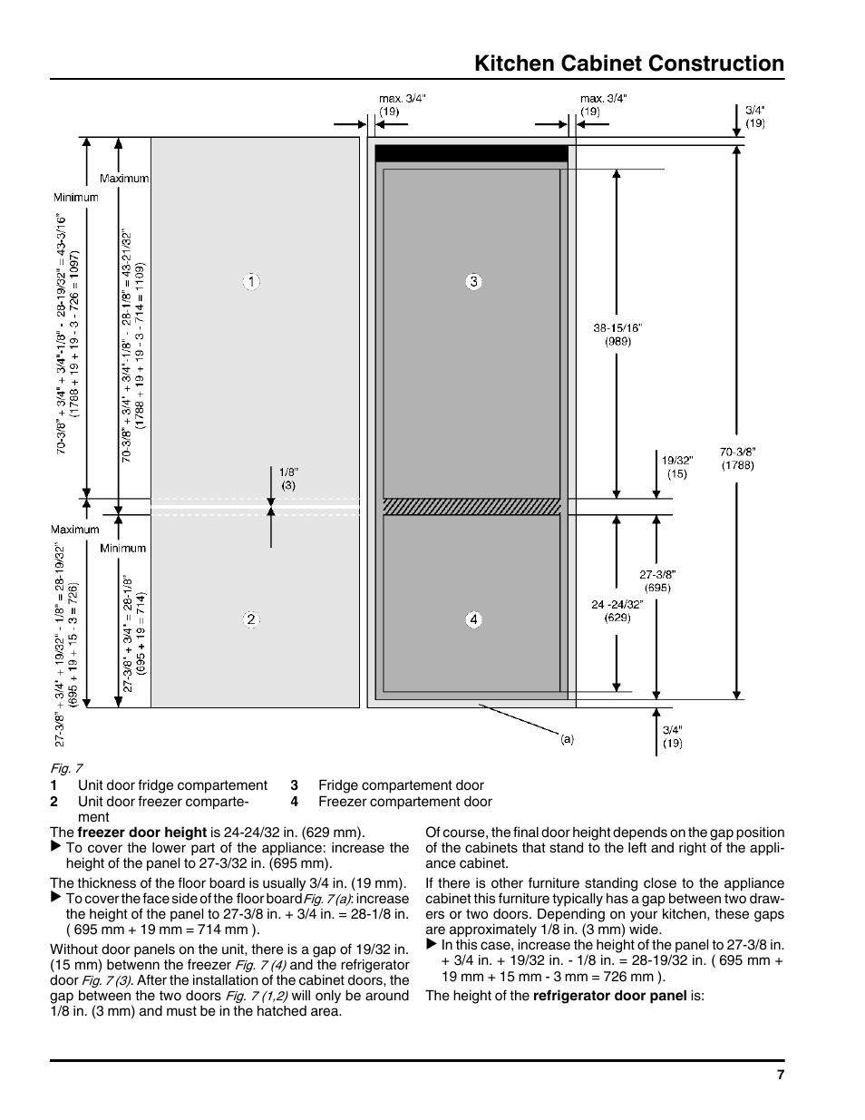 Kitchen cabinet construction | Liebherr HC1001 User Manual | Page 7 / 14