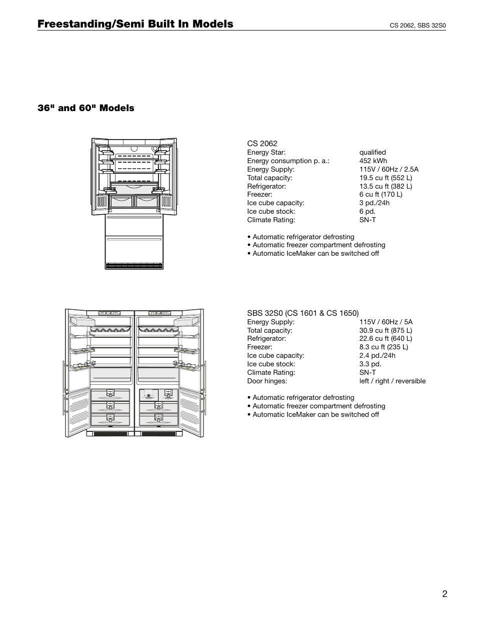 Freestanding/semi built in models | Liebherr 60 User Manual | Page 11 / 20