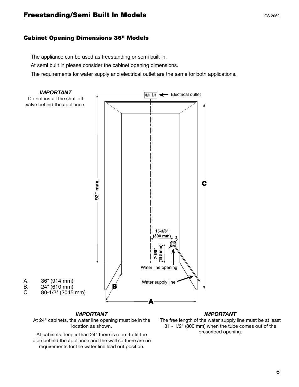 Freestanding/semi built in models | Liebherr 60 User Manual | Page 15 / 20