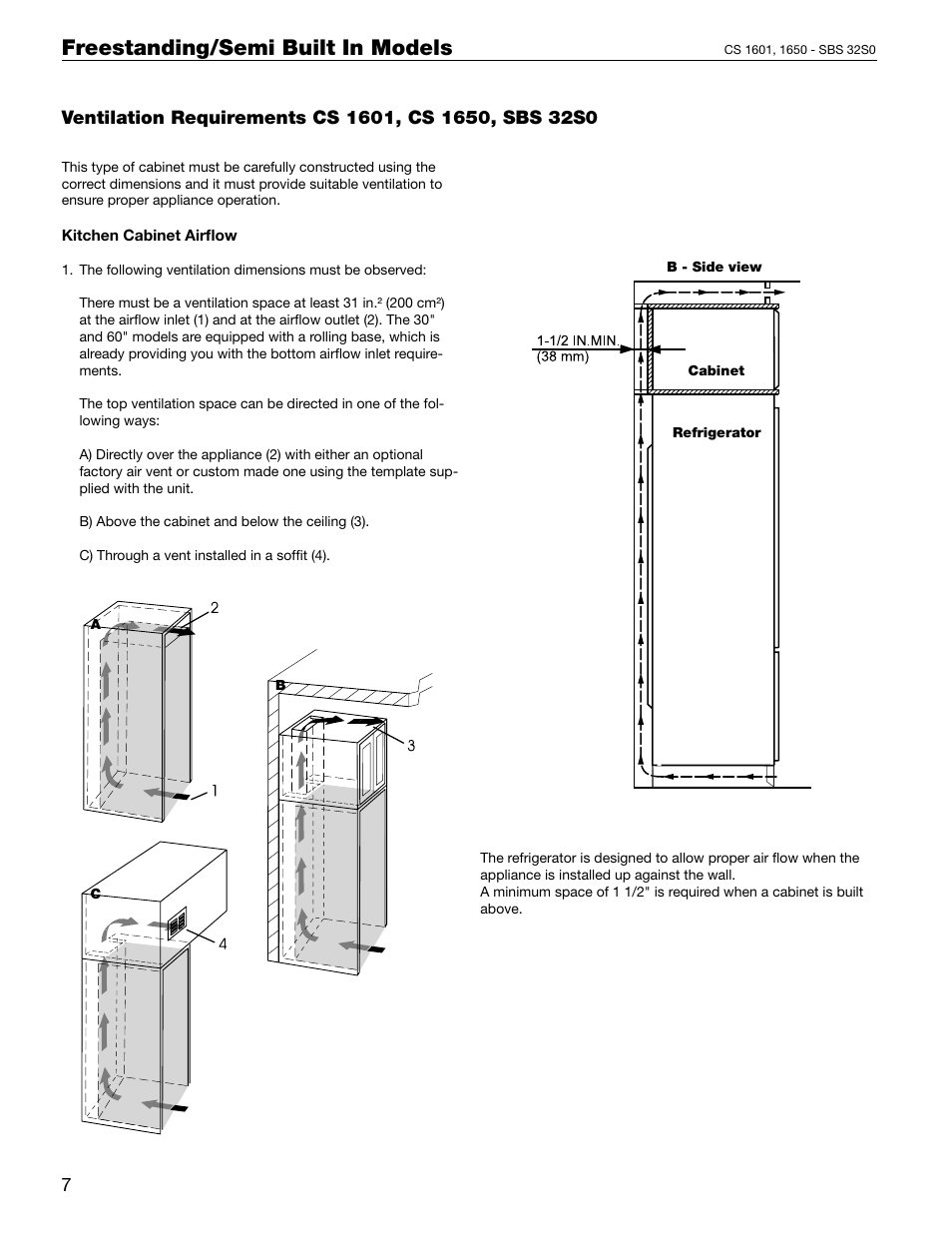 Freestanding/semi built in models | Liebherr 60 User Manual | Page 16 / 20