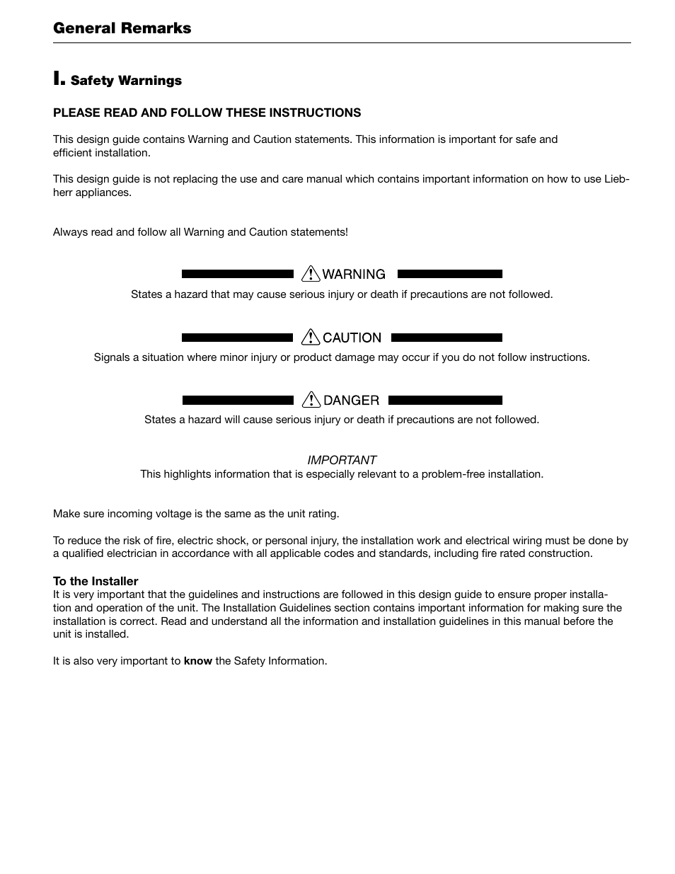 General remarks | Liebherr 60 User Manual | Page 7 / 20