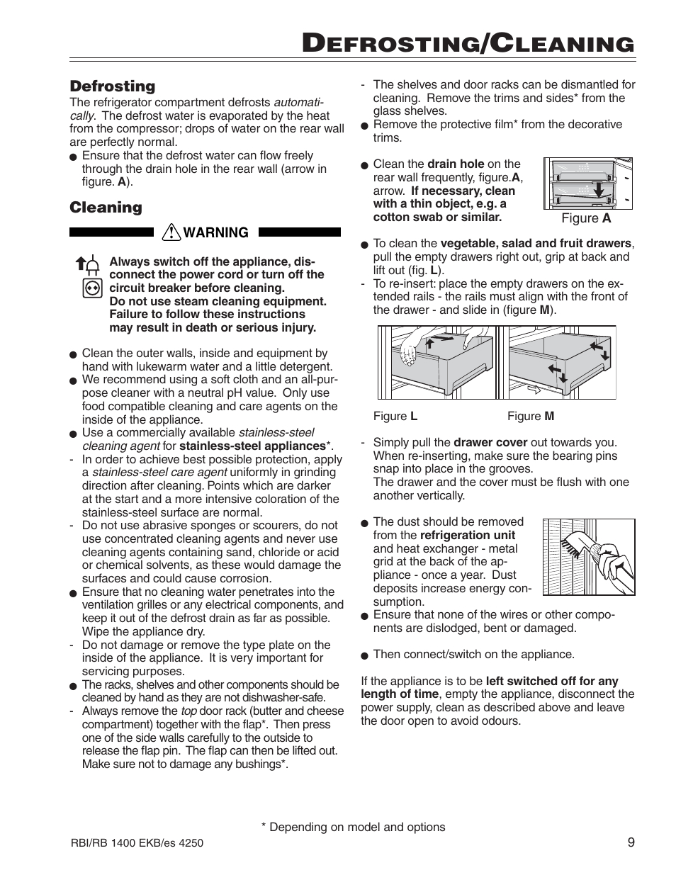 Efrosting, Leaning | Liebherr R1400 User Manual | Page 13 / 17