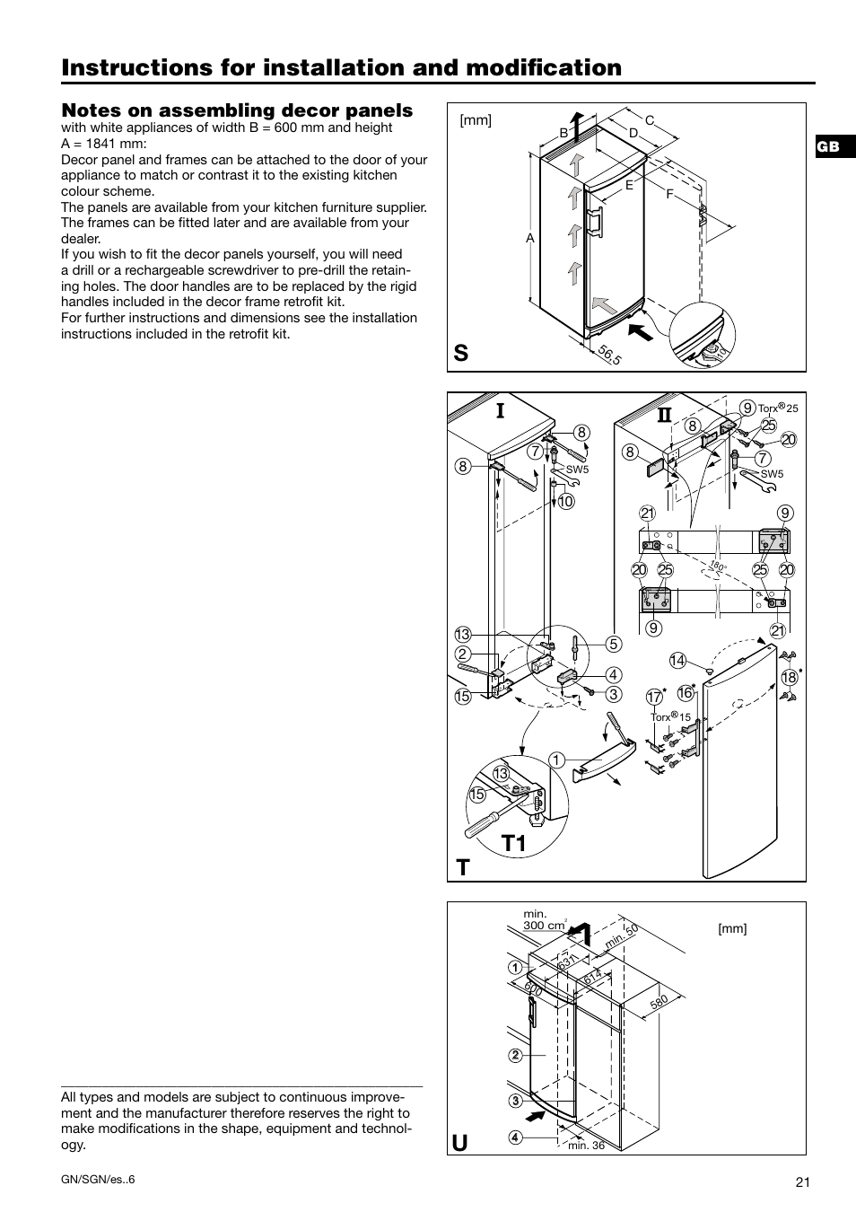 Instructions for installation and modiﬁcation | Liebherr 7082 300-03 User Manual | Page 11 / 11
