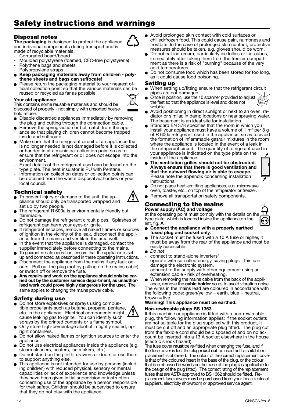 Safety instructions and warnings, Connecting to the mains | Liebherr 7082 300-03 User Manual | Page 4 / 11
