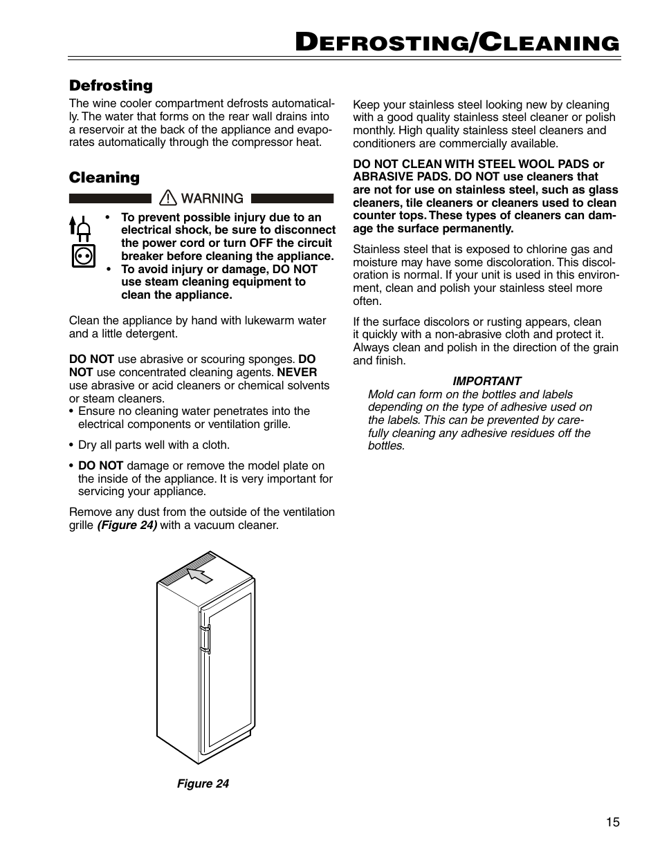 Efrosting, Leaning | Liebherr WS14300 User Manual | Page 15 / 17
