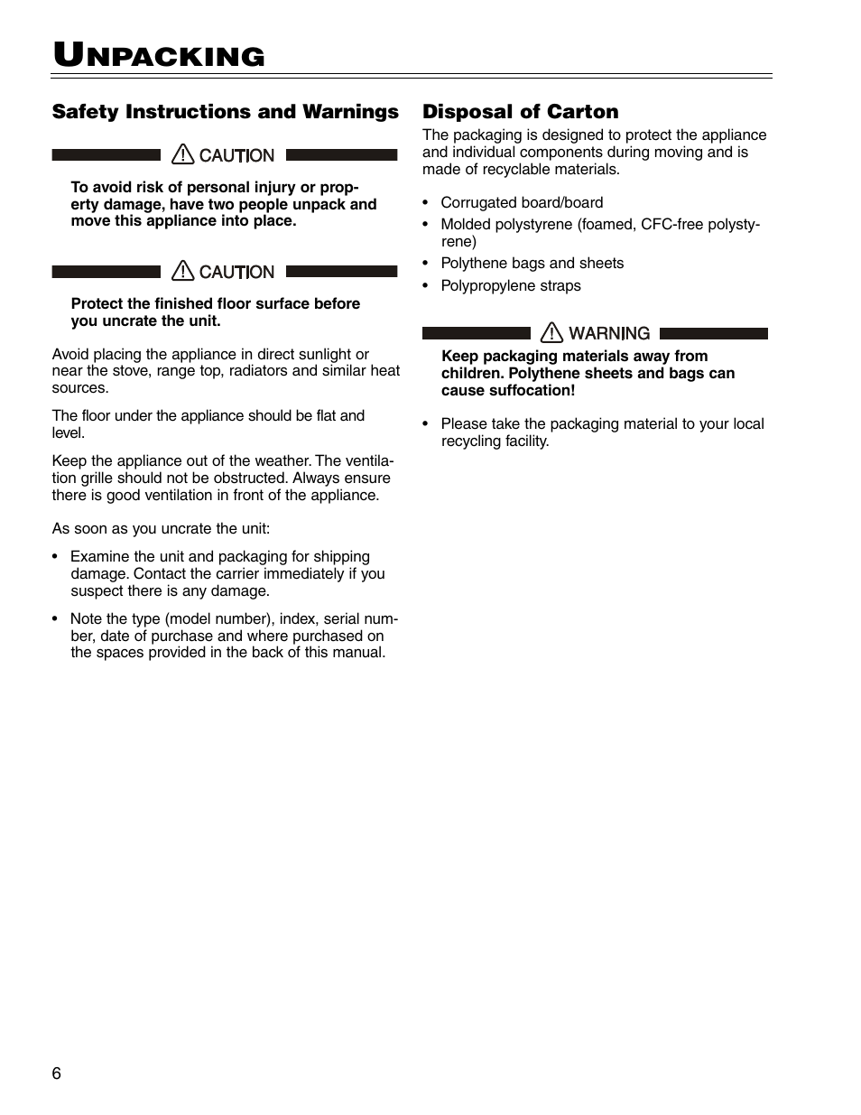 Npacking | Liebherr RU500 User Manual | Page 6 / 15