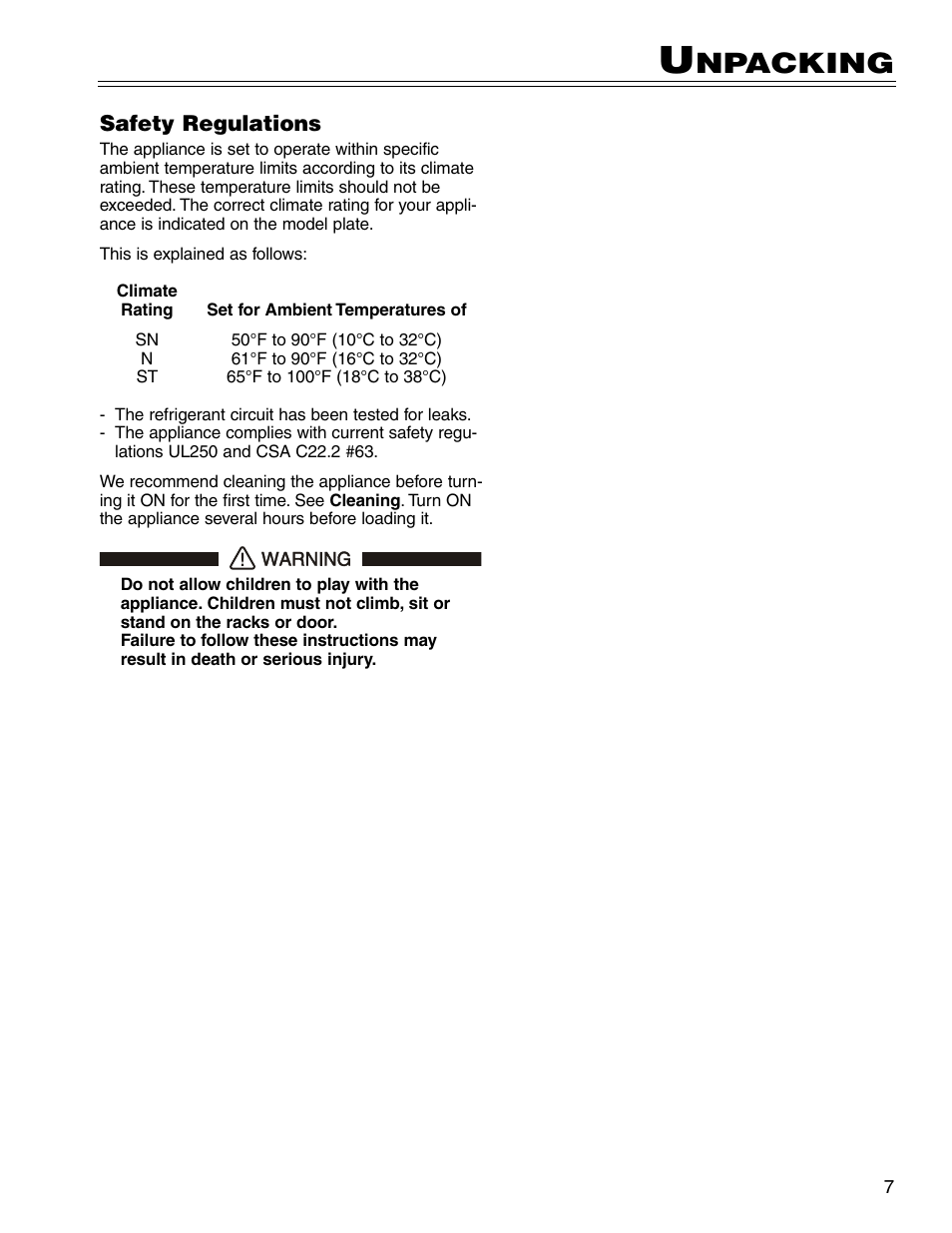 Npacking | Liebherr RU500 User Manual | Page 7 / 15