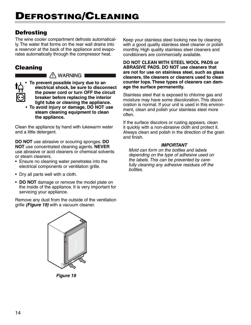 Efrosting, Leaning | Liebherr WU 56 User Manual | Page 14 / 16