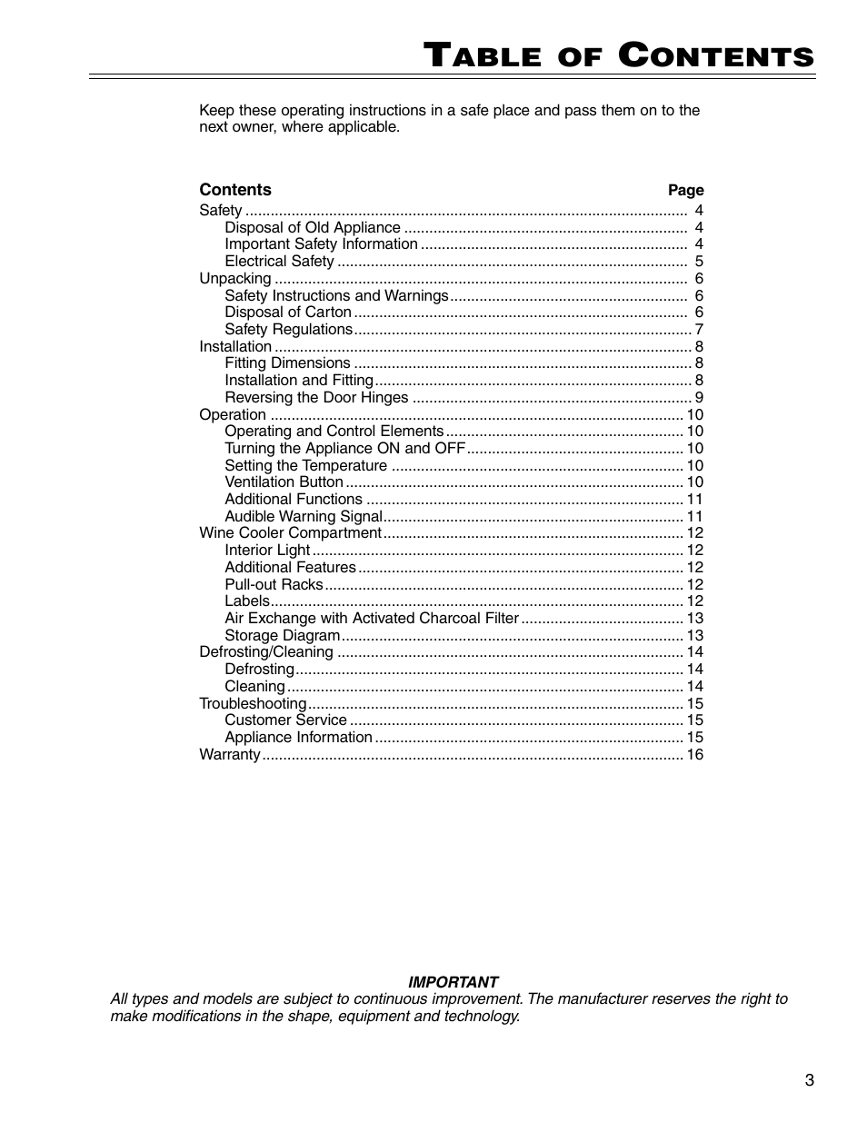Able, Ontents | Liebherr WU 56 User Manual | Page 3 / 16