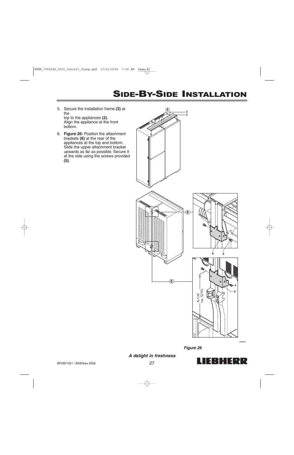 Nstallation | Liebherr BF1051 User Manual | Page 29 / 110