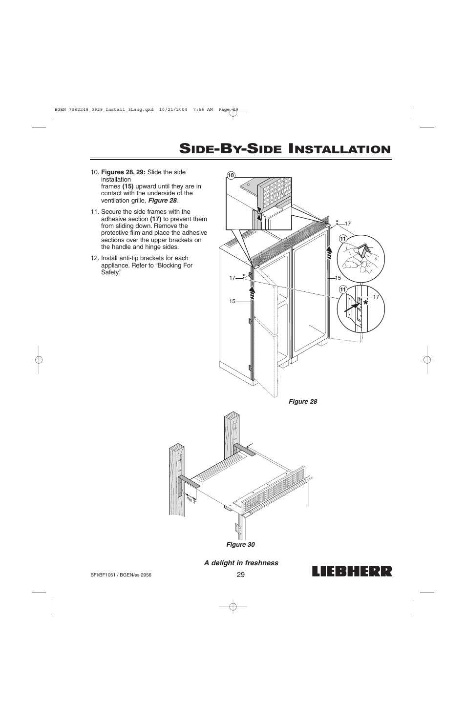 Nstallation | Liebherr BF1051 User Manual | Page 31 / 110