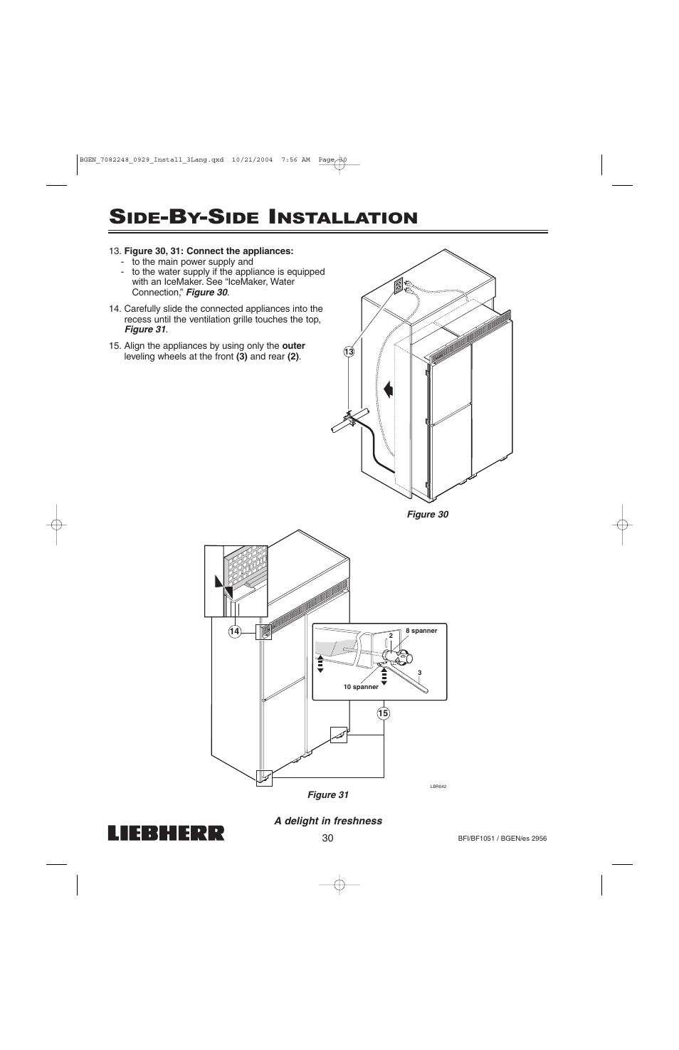 Nstallation | Liebherr BF1051 User Manual | Page 32 / 110