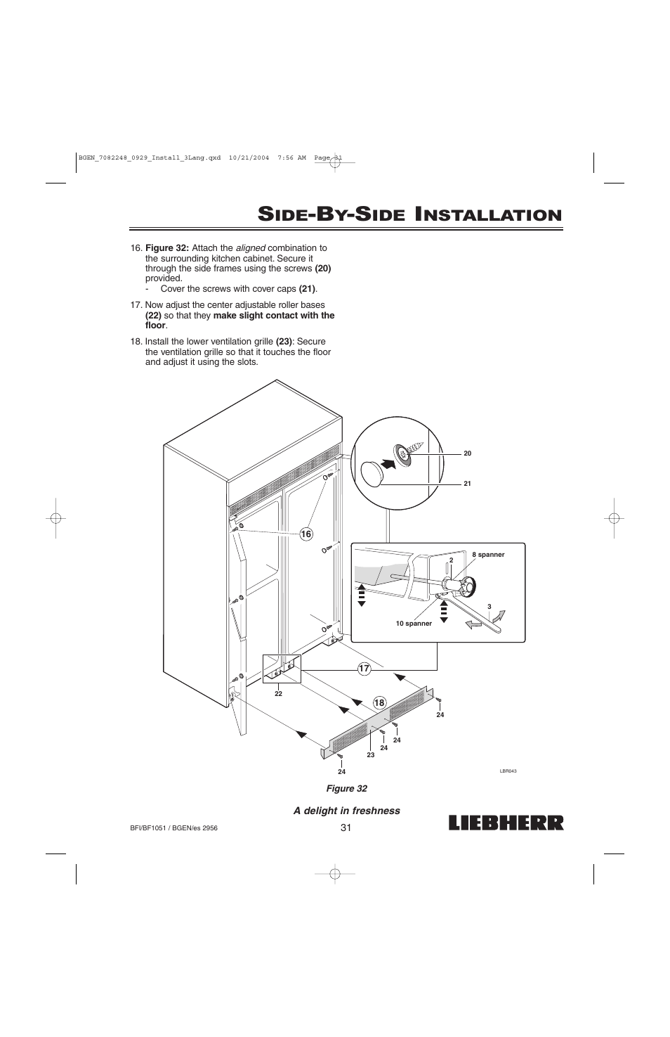 Nstallation | Liebherr BF1051 User Manual | Page 33 / 110