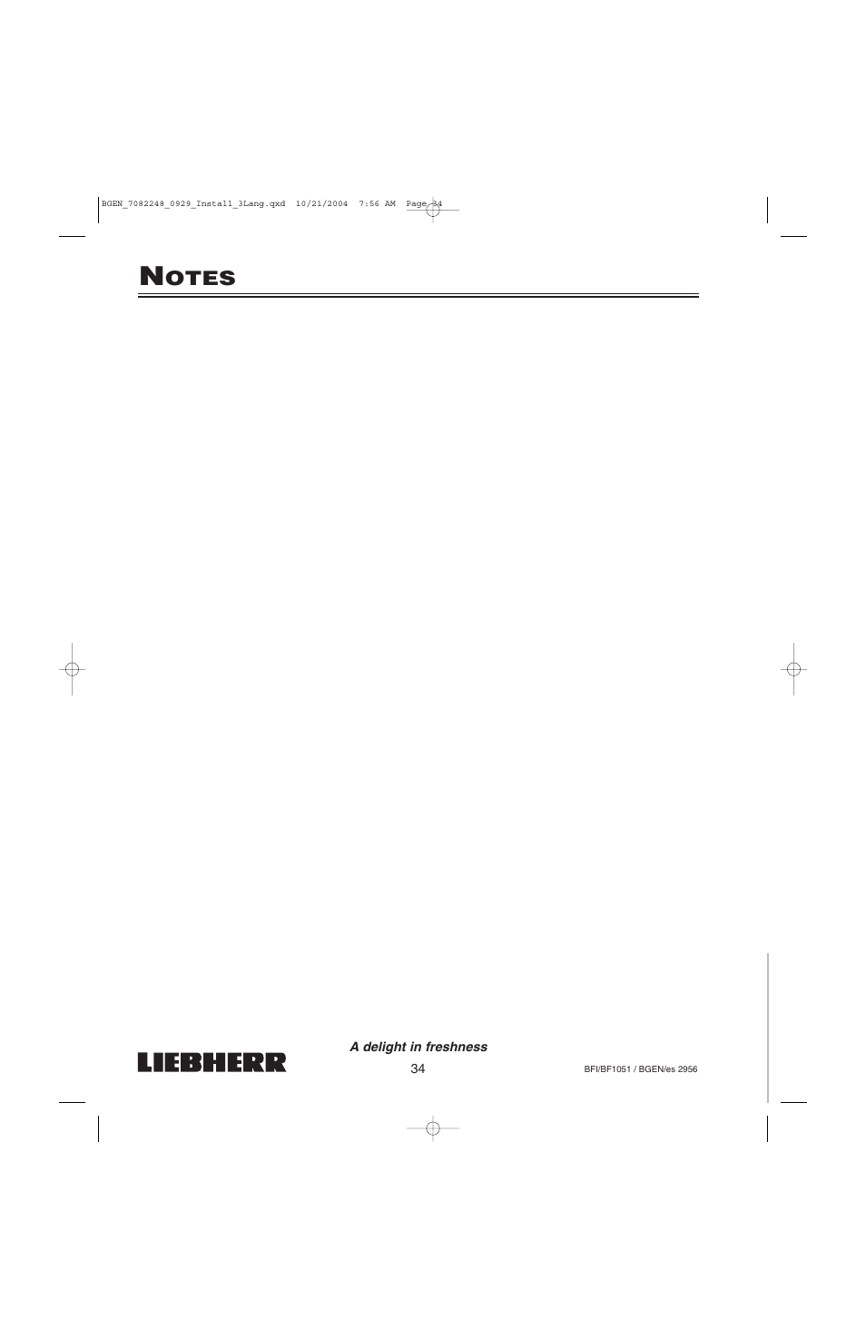 Otes | Liebherr BF1051 User Manual | Page 36 / 110