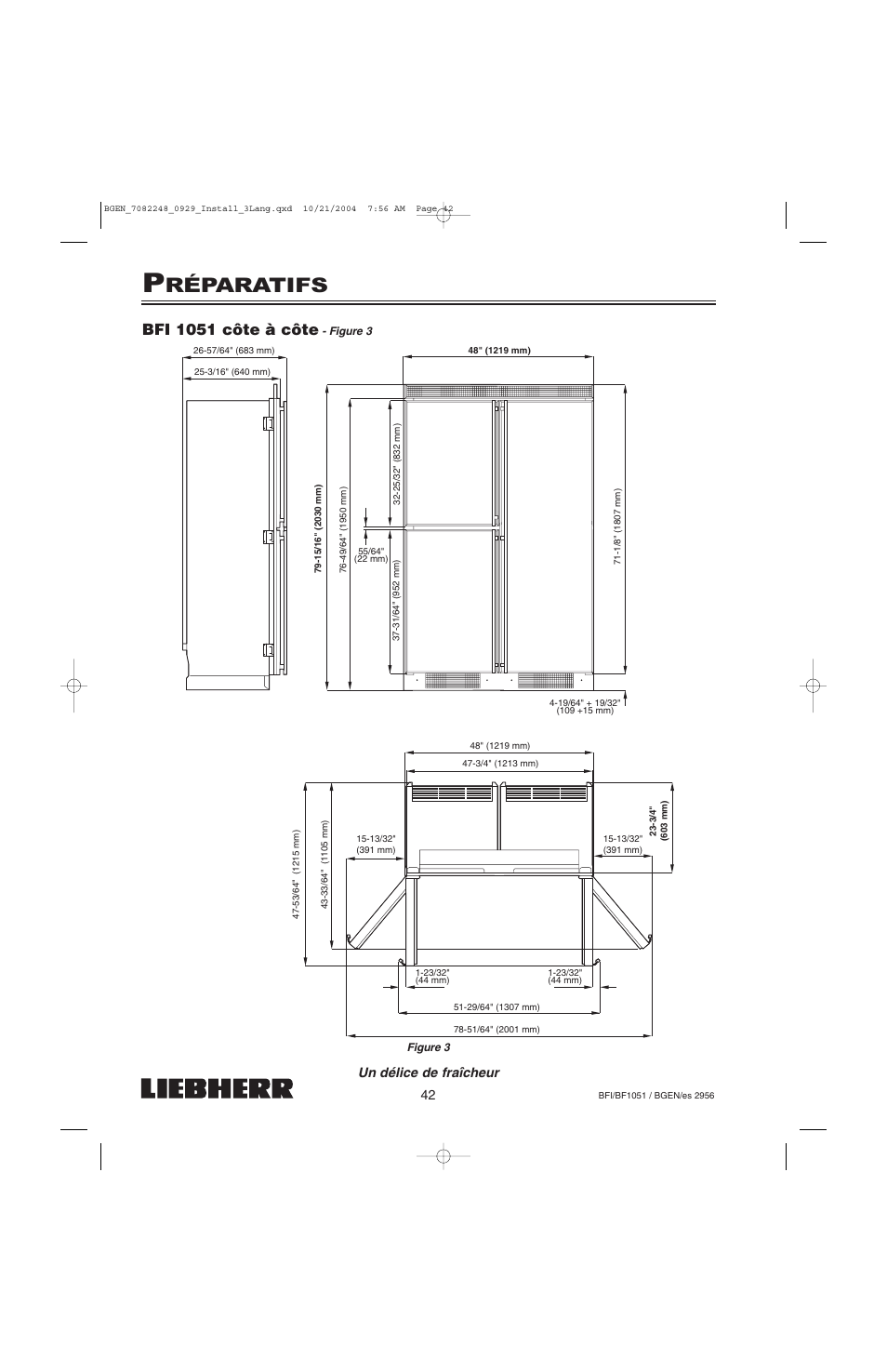 Réparatifs, Bfi 1051 côte à côte, Un délice de fraîcheur | Liebherr BF1051 User Manual | Page 44 / 110