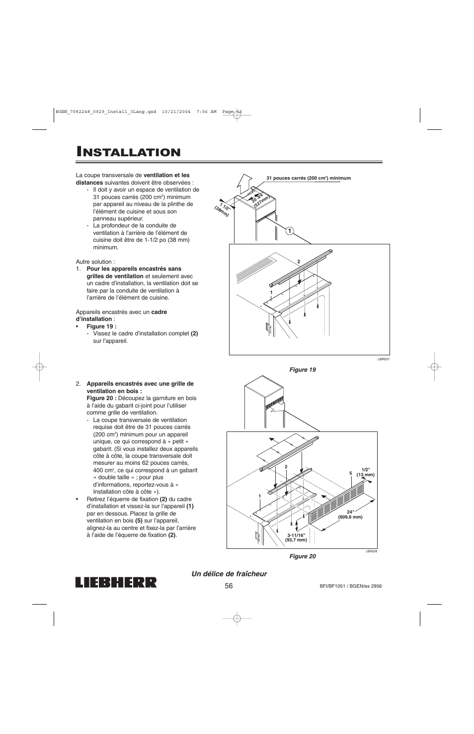 Nstallation, Un délice de fraîcheur | Liebherr BF1051 User Manual | Page 58 / 110