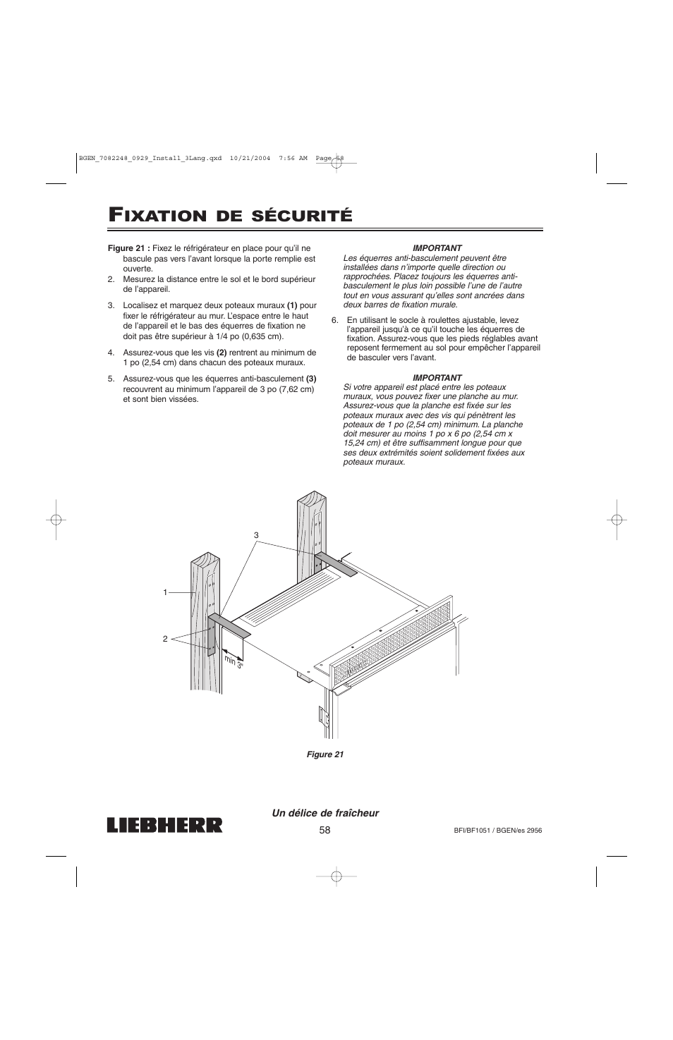 Ixation de sécurité | Liebherr BF1051 User Manual | Page 60 / 110