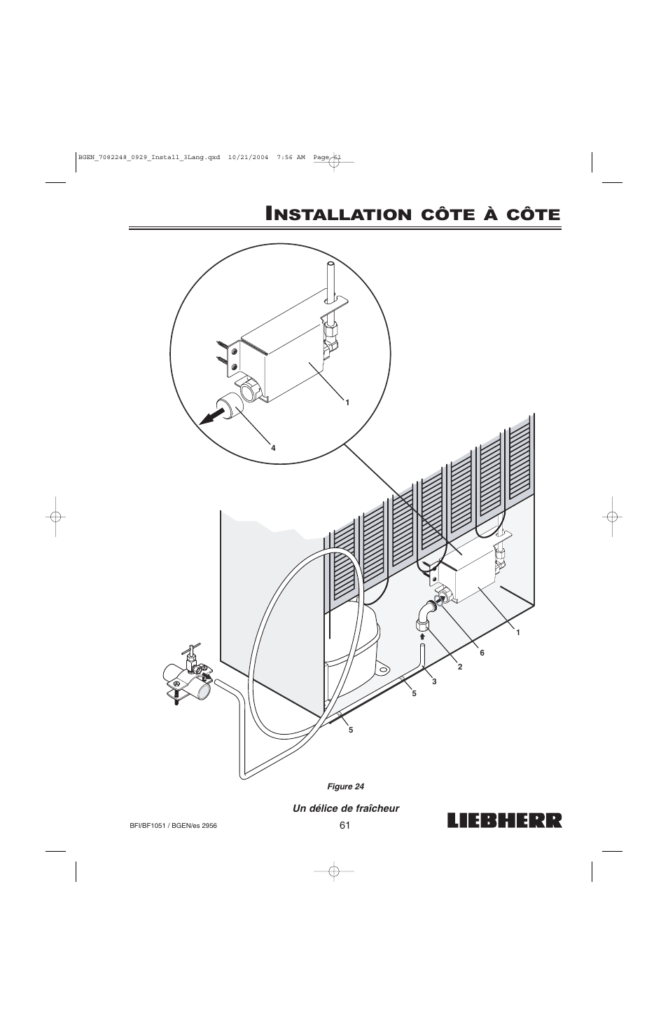 Nstallation côte à côte | Liebherr BF1051 User Manual | Page 63 / 110