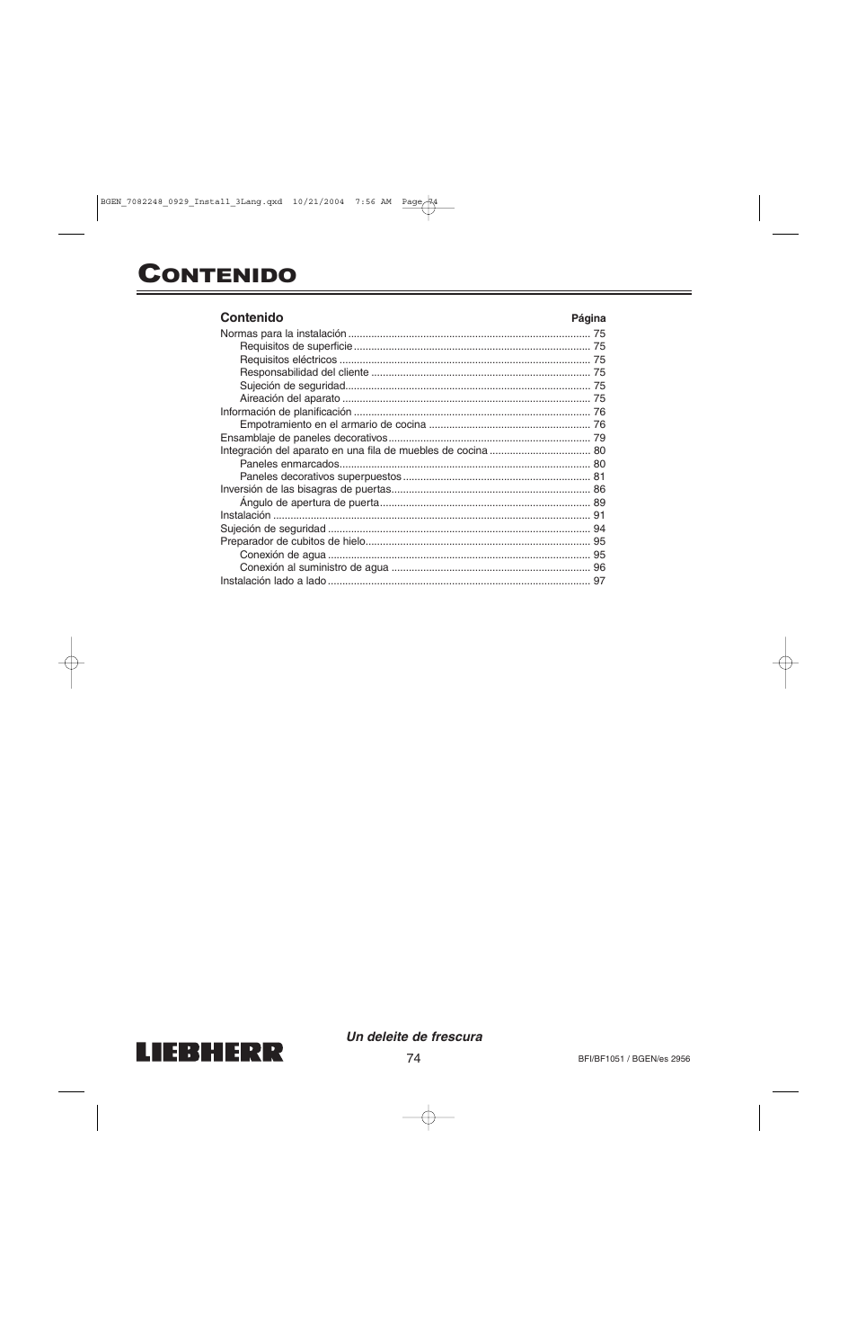 Ontenido | Liebherr BF1051 User Manual | Page 76 / 110