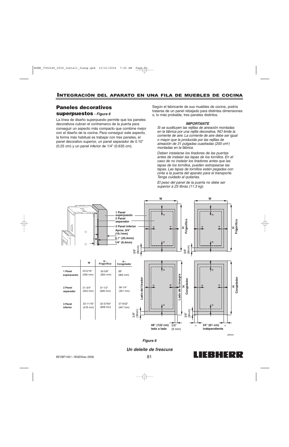 Paneles decorativos superpuestos, Un deleite de frescura | Liebherr BF1051 User Manual | Page 83 / 110