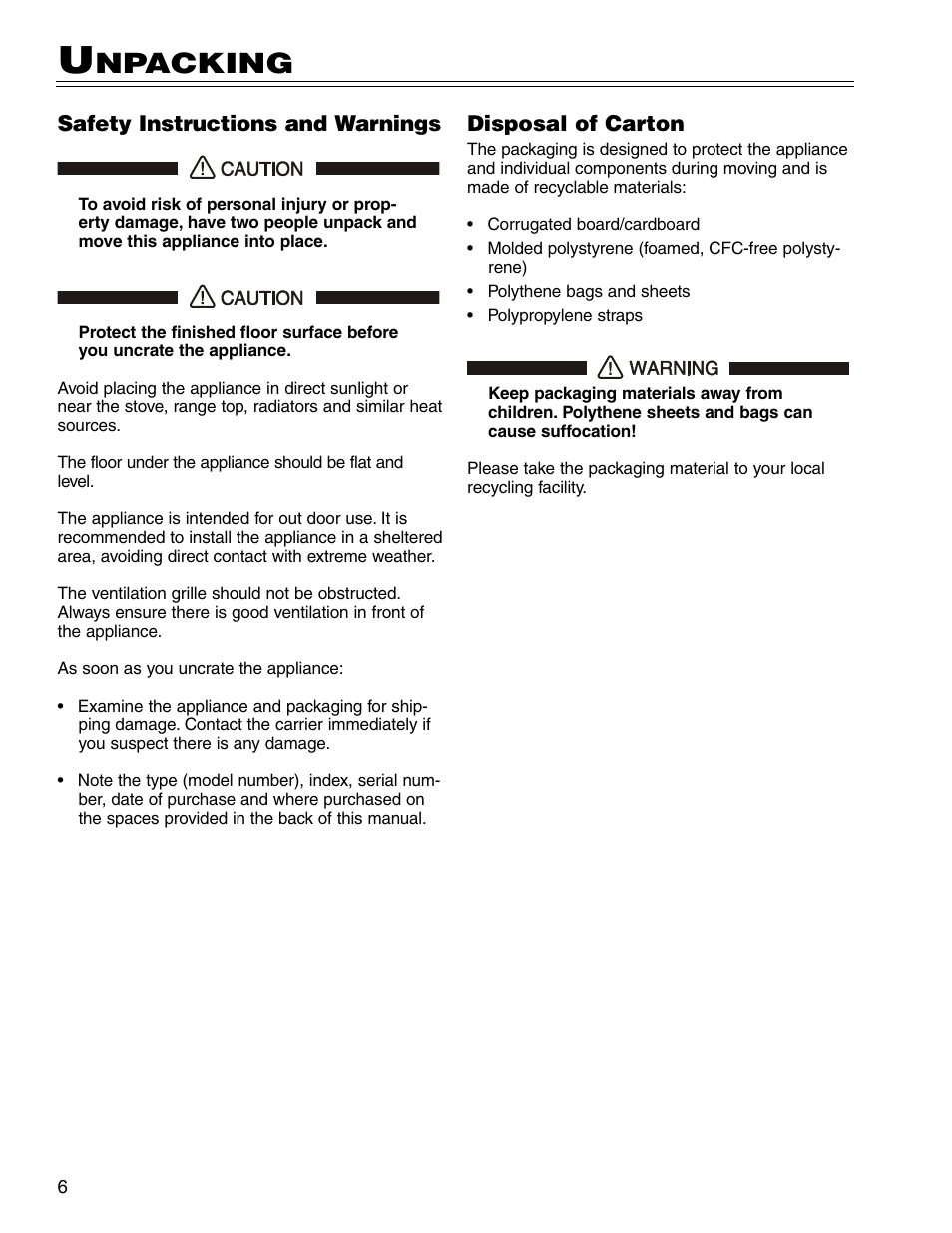 Npacking | Liebherr RO500 User Manual | Page 6 / 15