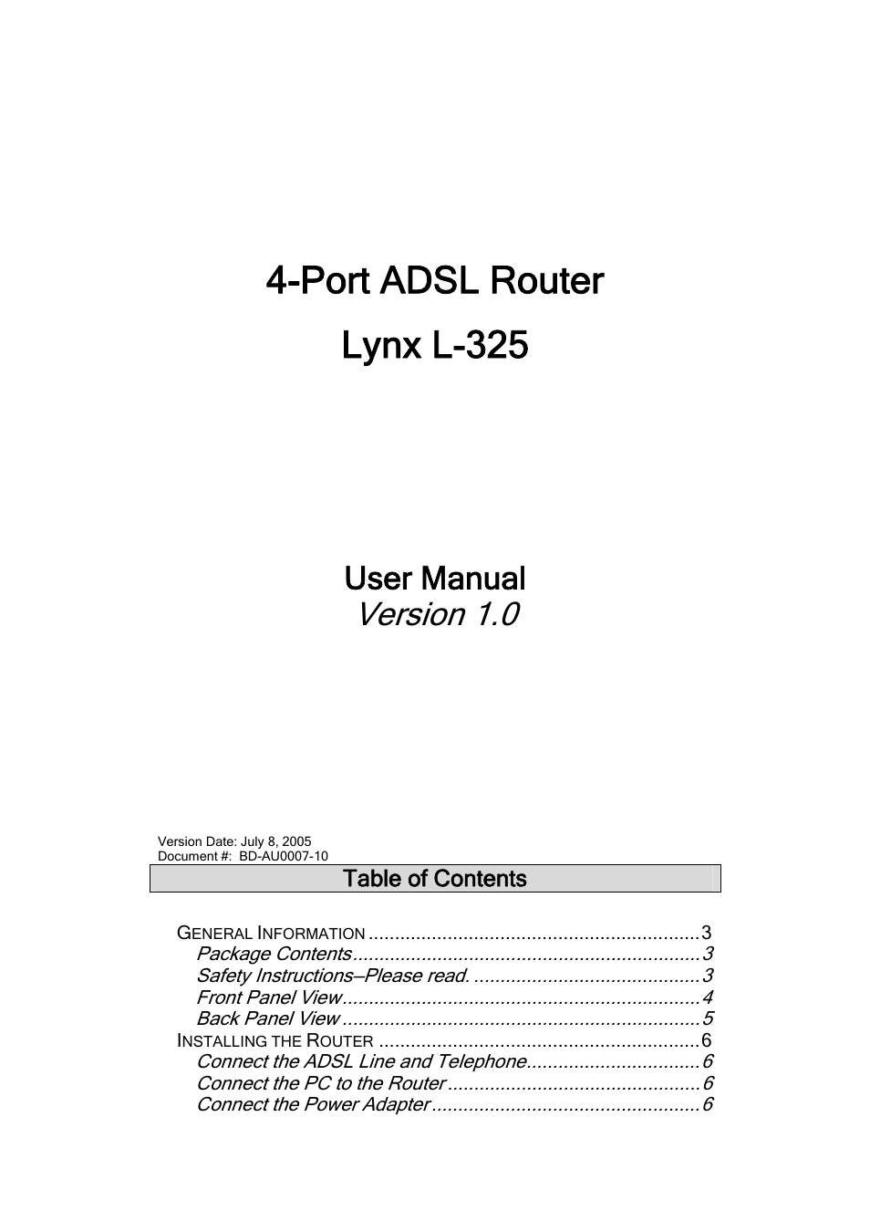 Lynx L-325 User Manual | 54 pages