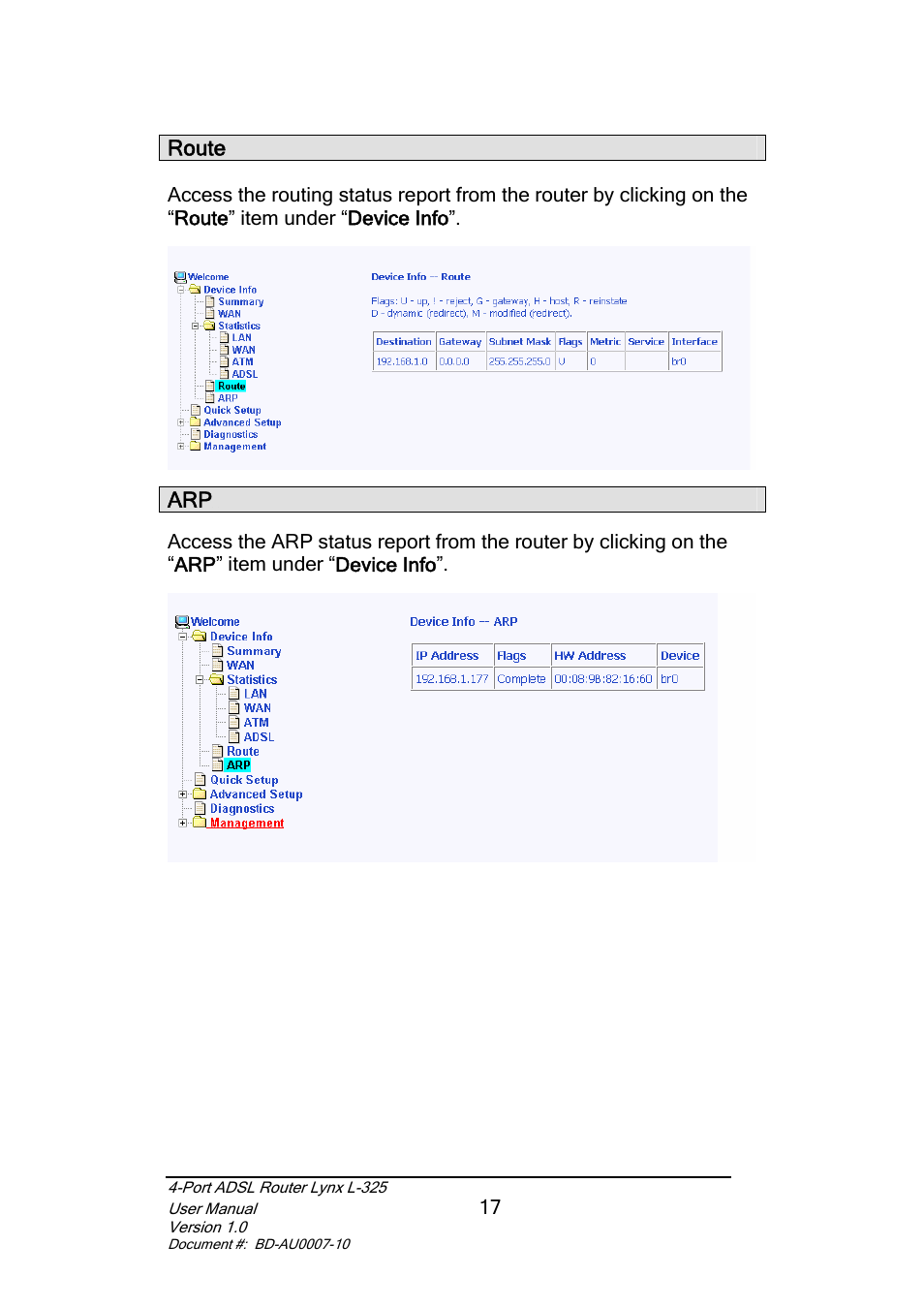 Route | Lynx L-325 User Manual | Page 18 / 54