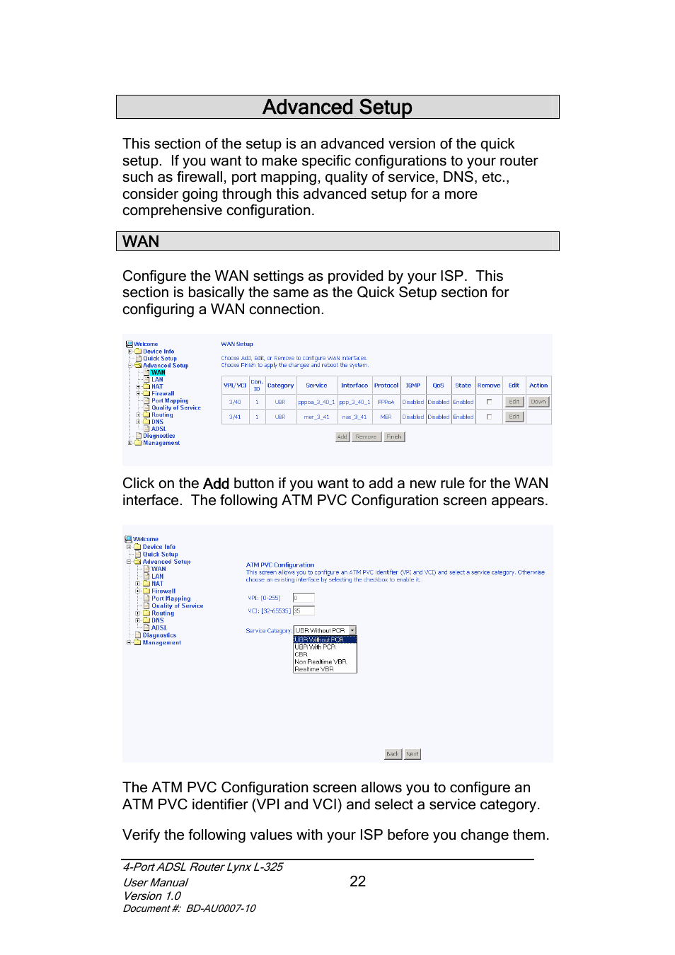 Advanced setup | Lynx L-325 User Manual | Page 23 / 54