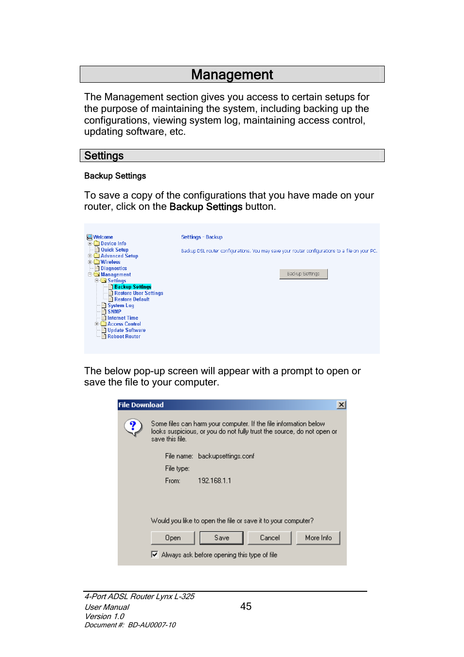 Management | Lynx L-325 User Manual | Page 46 / 54