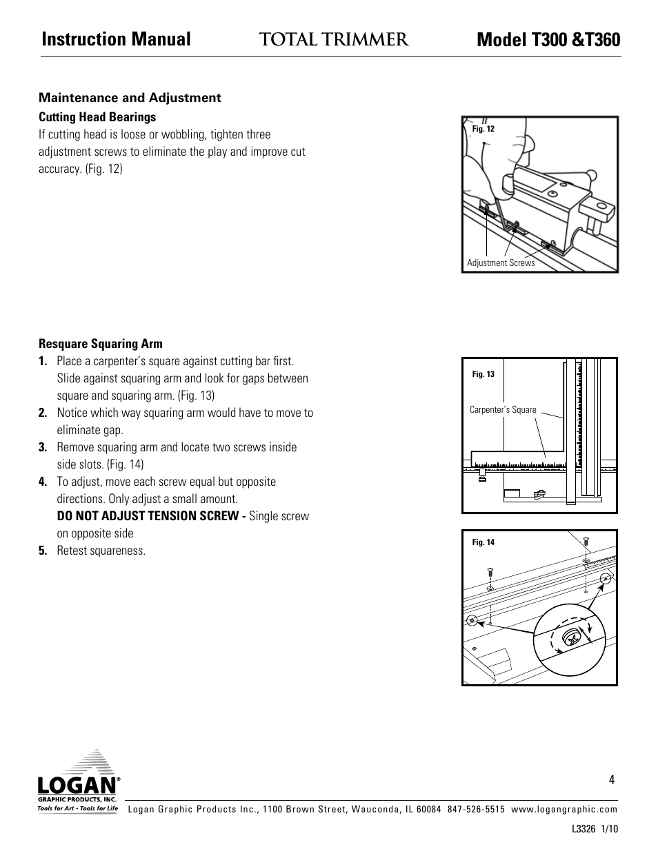 Total trimmer | Logan Graphic Products T300 User Manual | Page 4 / 4