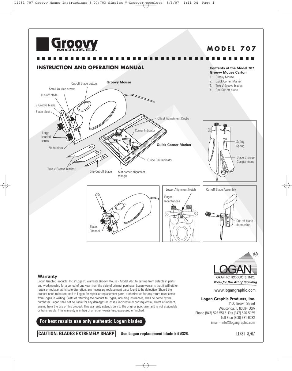 Logan Graphic Products 707 User Manual | 4 pages