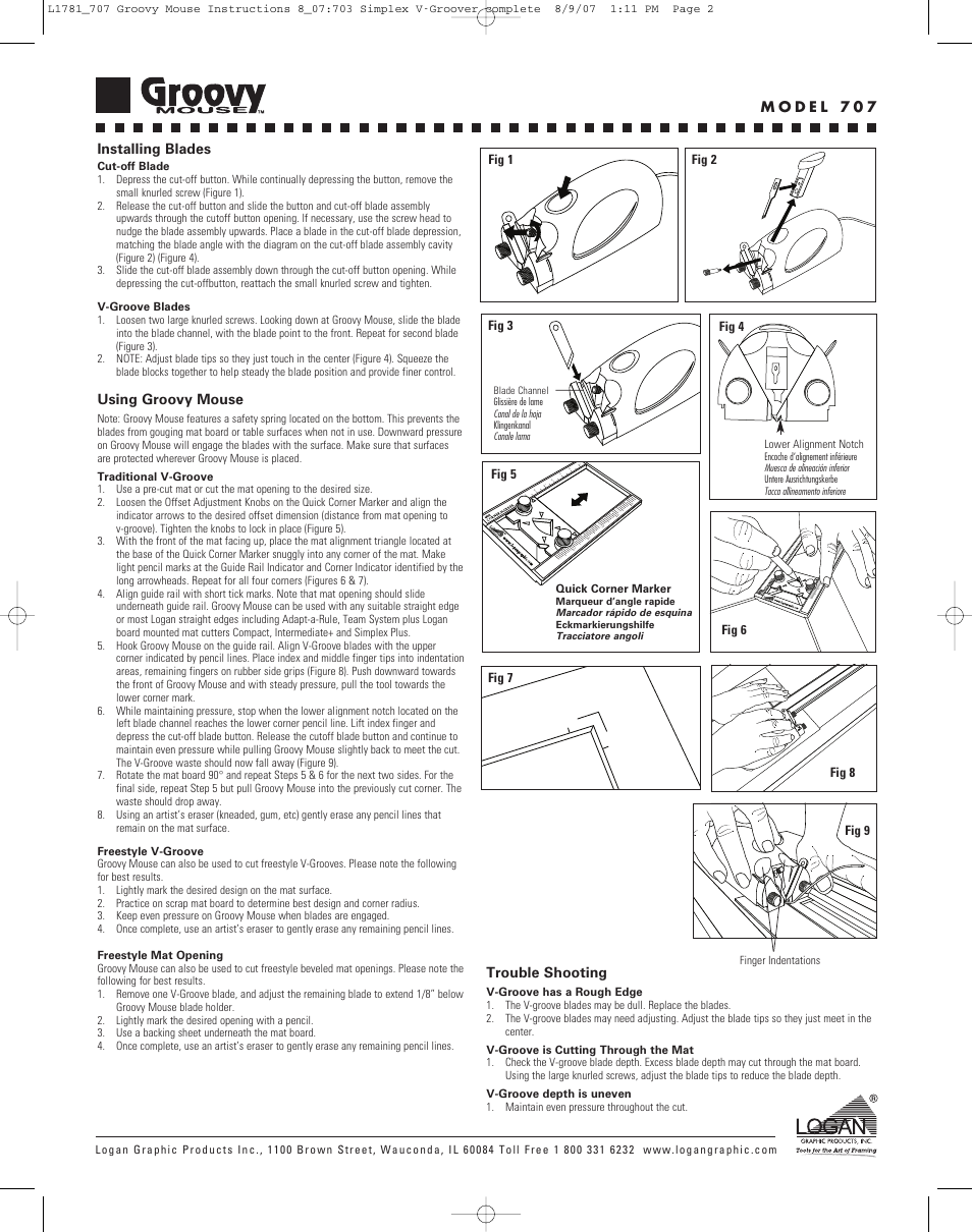 Using groovy mouse, Trouble shooting | Logan Graphic Products 707 User Manual | Page 2 / 4