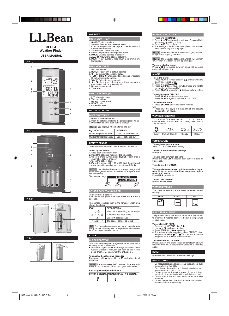 L.L. Bean Weather Finder 0FHF4 User Manual | 2 pages