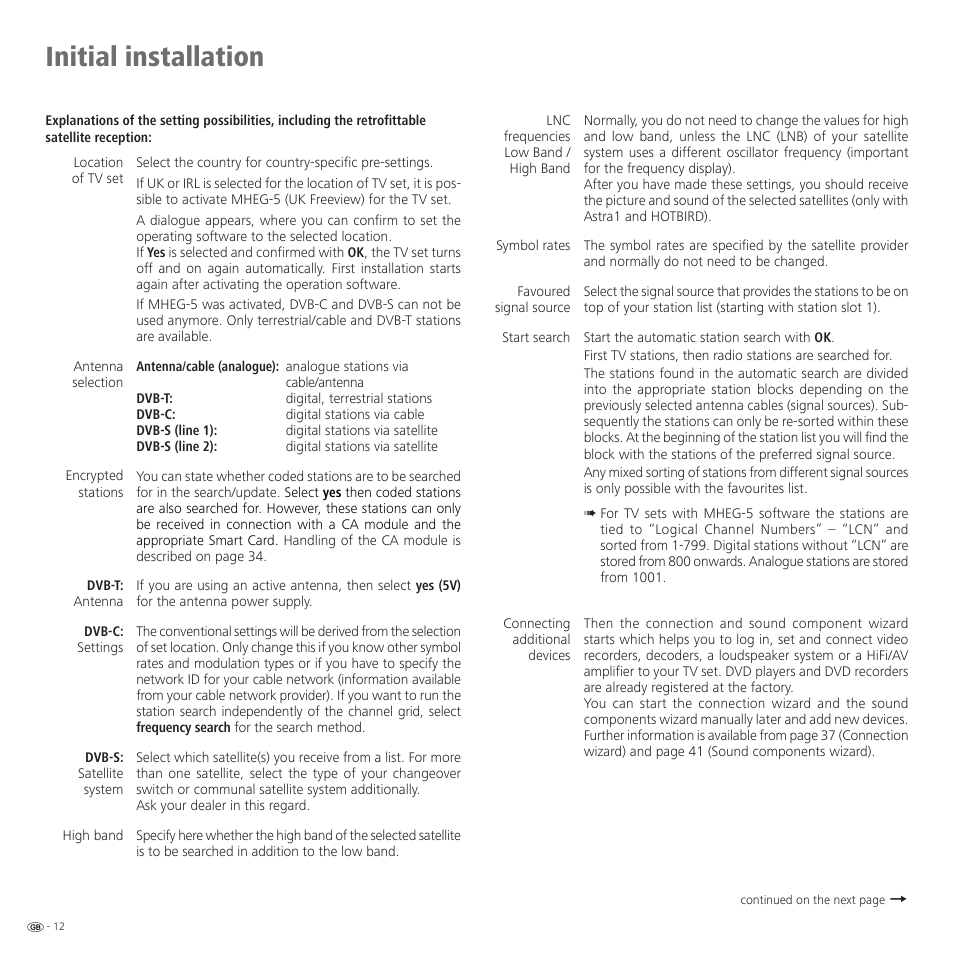 Initial installation | Loewe 32959022 User Manual | Page 12 / 64