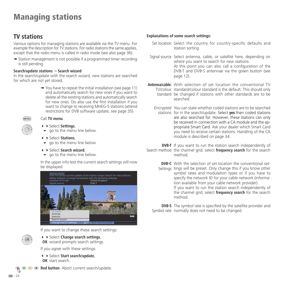 Managing stations, Tv stations | Loewe 32959022 User Manual | Page 24 / 64