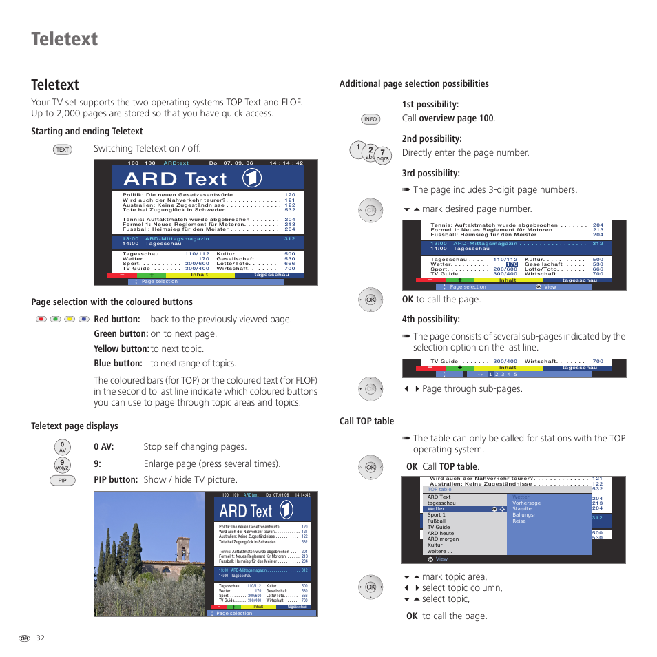 Ard text, Teletext | Loewe 32959022 User Manual | Page 32 / 64