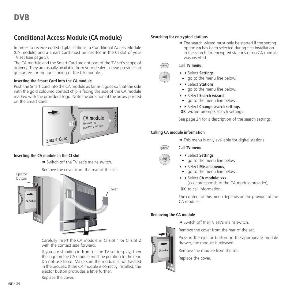 Conditional access module (ca module) | Loewe 32959022 User Manual | Page 34 / 64