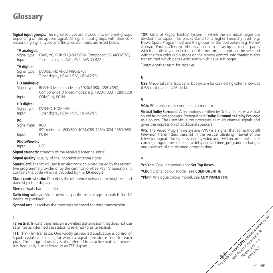 Glossary | Loewe 32959022 User Manual | Page 61 / 64