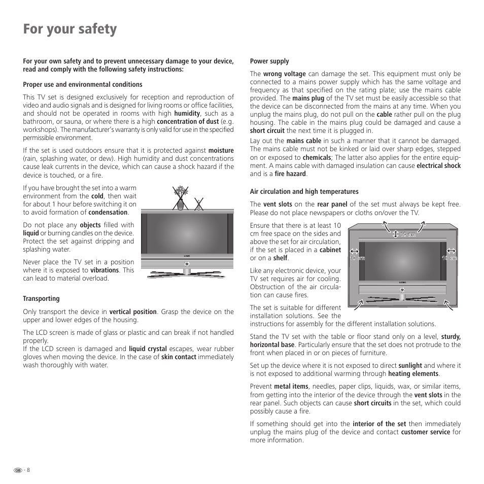 For your safety | Loewe 32959022 User Manual | Page 8 / 64