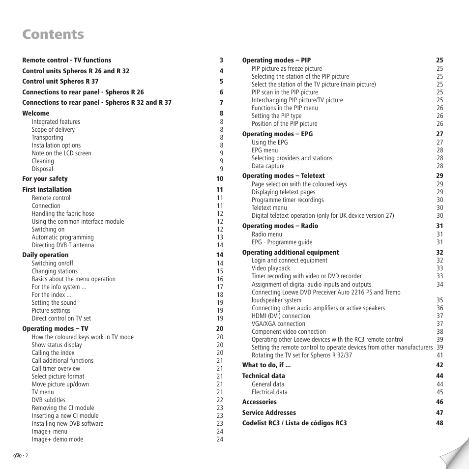 Loewe R 32 User Manual | Page 2 / 52