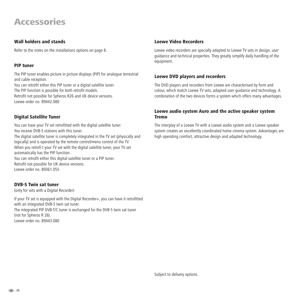 Accessories | Loewe R 32 User Manual | Page 46 / 52