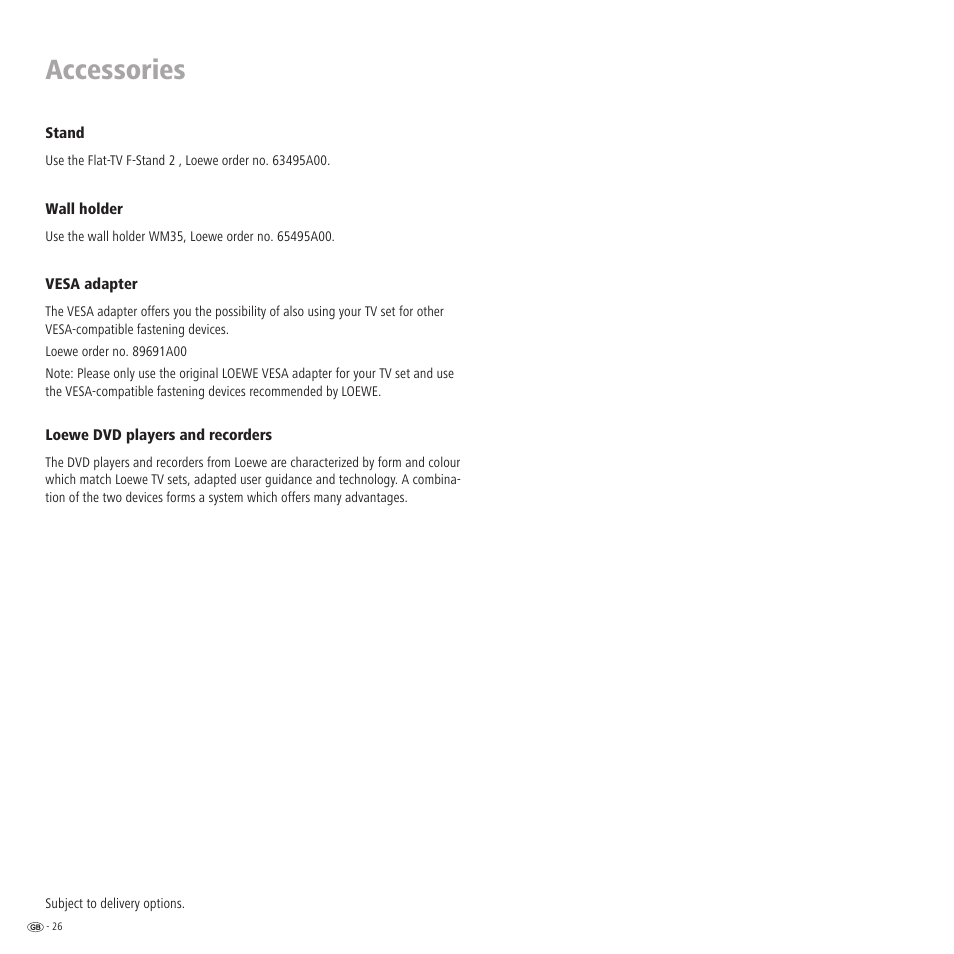 Accessories | Loewe Xelos A 20 DVB-T User Manual | Page 26 / 28