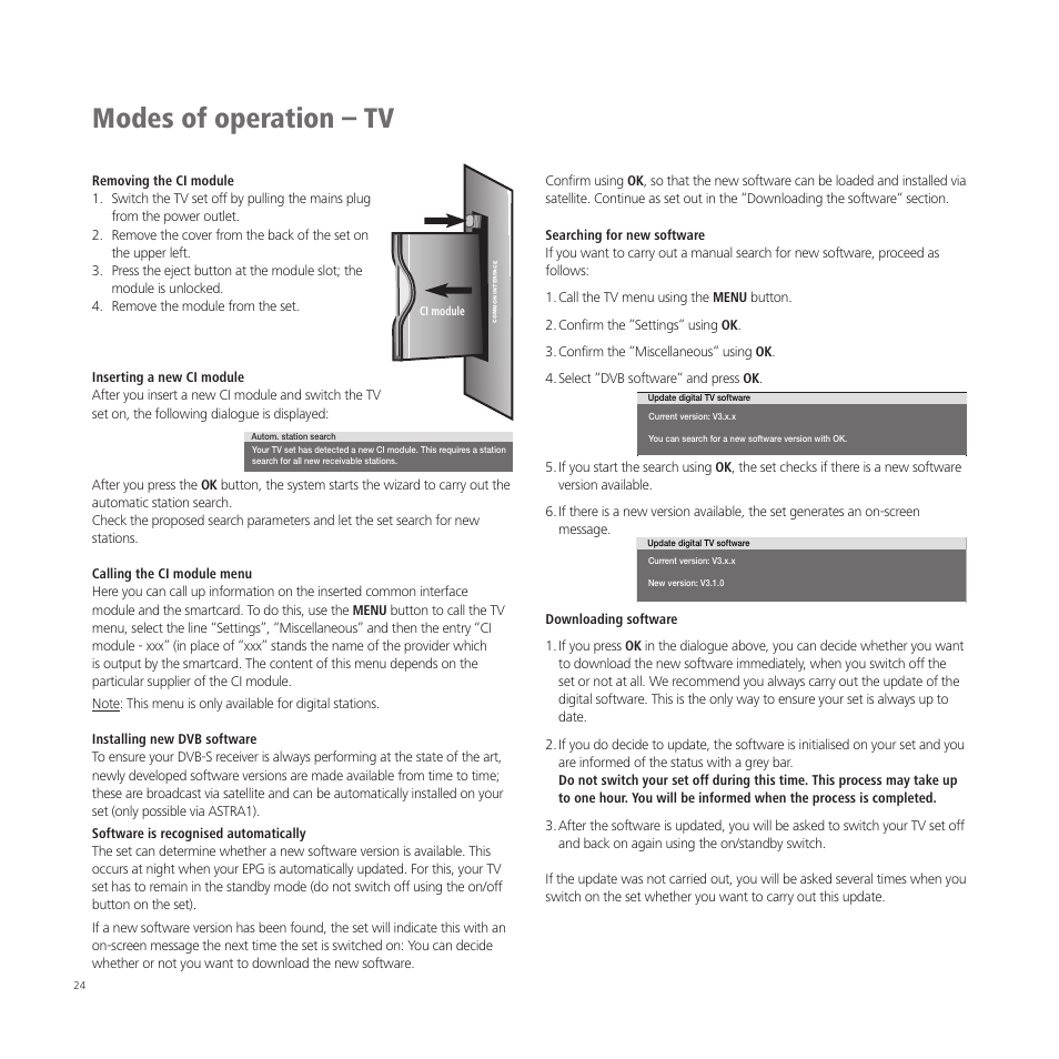 Modes of operation – tv | Loewe A 37  EN User Manual | Page 24 / 46
