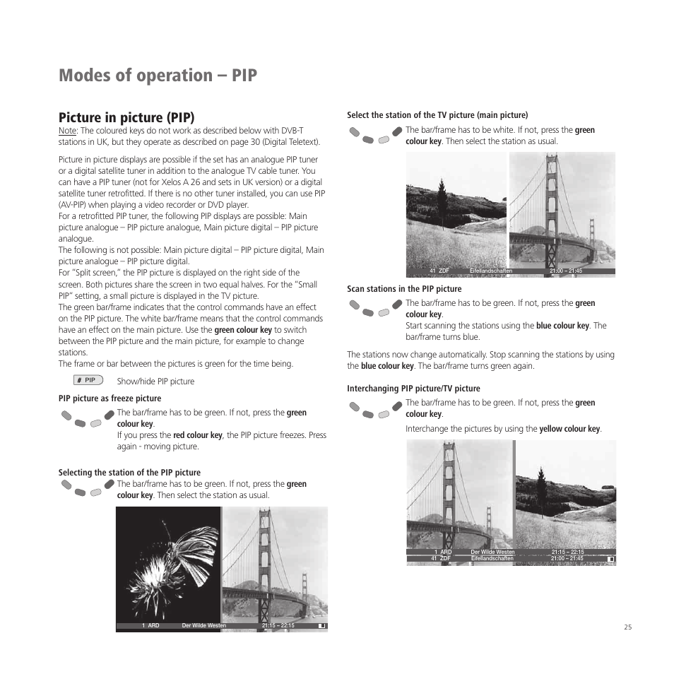 Modes of operation – pip, Picture in picture (pip) | Loewe A 37  EN User Manual | Page 25 / 46