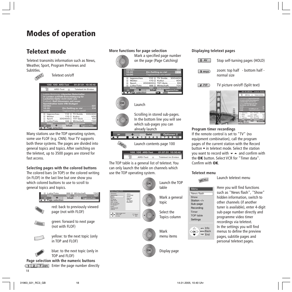 Modes of operation, Teletext mode | Loewe SL 37 HD User Manual | Page 18 / 44