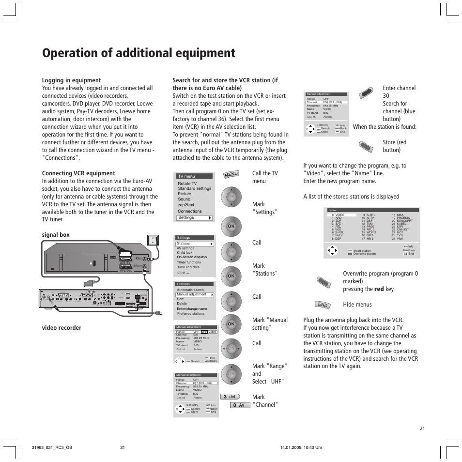 Operation of additional equipment | Loewe SL 37 HD User Manual | Page 21 / 44