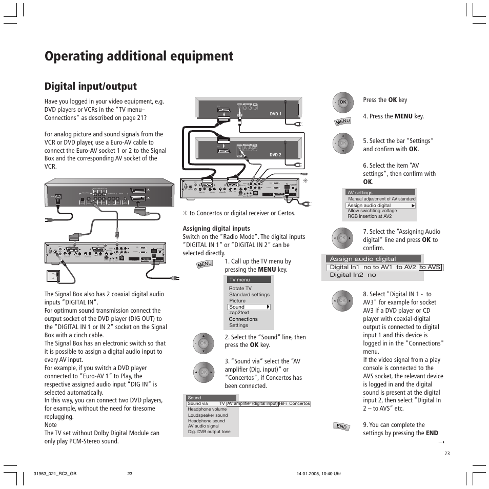 Operating additional equipment, Digital input/output | Loewe SL 37 HD User Manual | Page 23 / 44