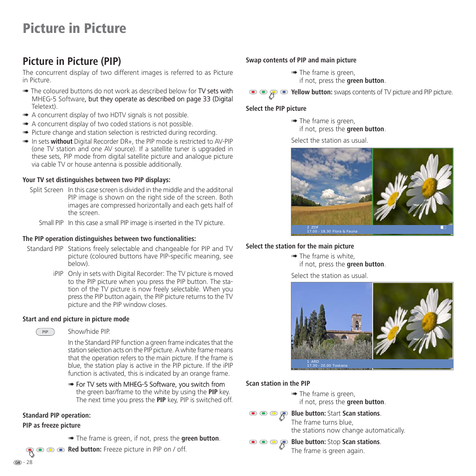 Picture in picture, Picture in picture (pip) | Loewe CONNECT 37 User Manual | Page 28 / 64