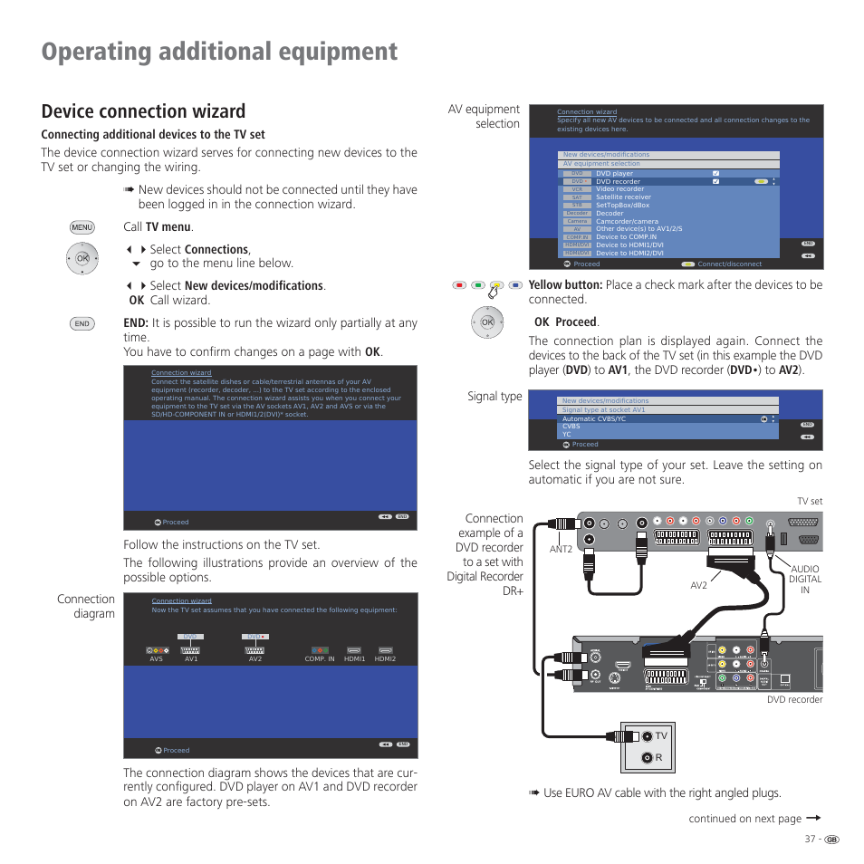 Operating additional equipment, Device connection wizard | Loewe CONNECT 37 User Manual | Page 37 / 64